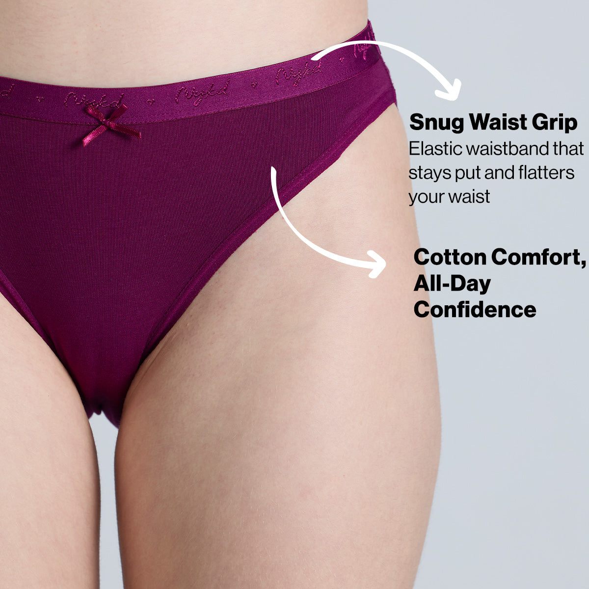 NYKD By Nykaa Low Rise Cotton Bikini Panty with Outer Elastic-NYP390-Assortment 20-P03