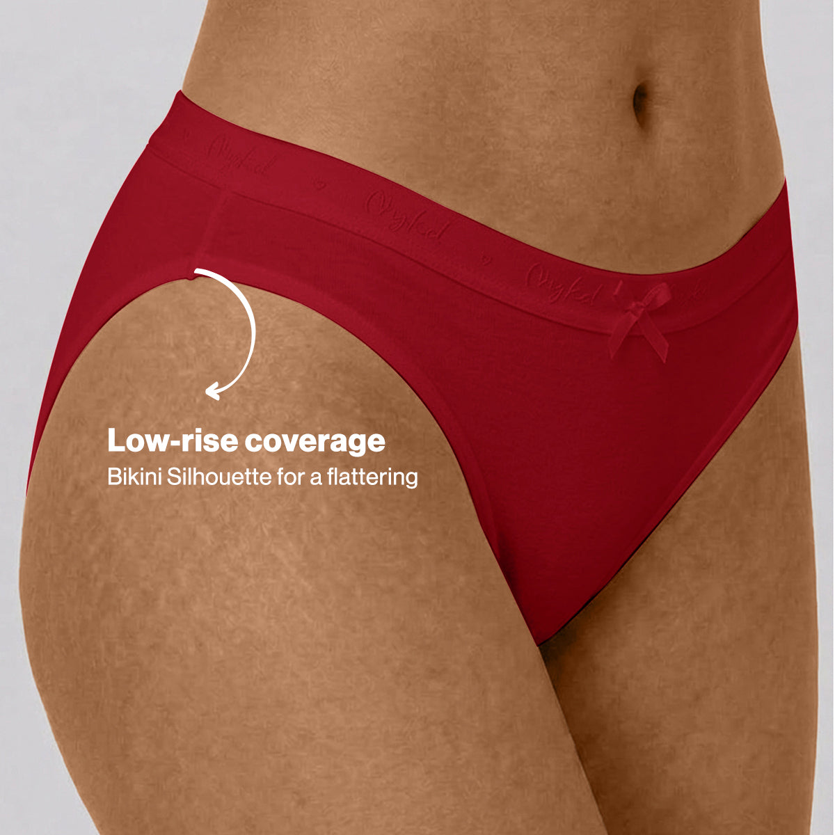 Low Rise Cotton Bikini Panty with Outer Elastic-Jet Black C Red Sky Blue NYP390 PO3
