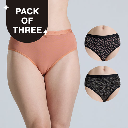 "Nykd by Nykaa Mid Rise Cotton Hipster Panty with Outer Elastic-NYP391-Assortment 16-P03"