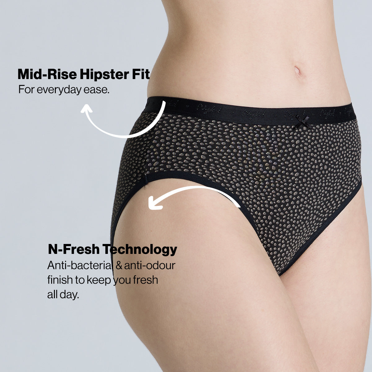 "Nykd by Nykaa Mid Rise Cotton Hipster Panty with Outer Elastic-NYP391-Assortment 16-P03"
