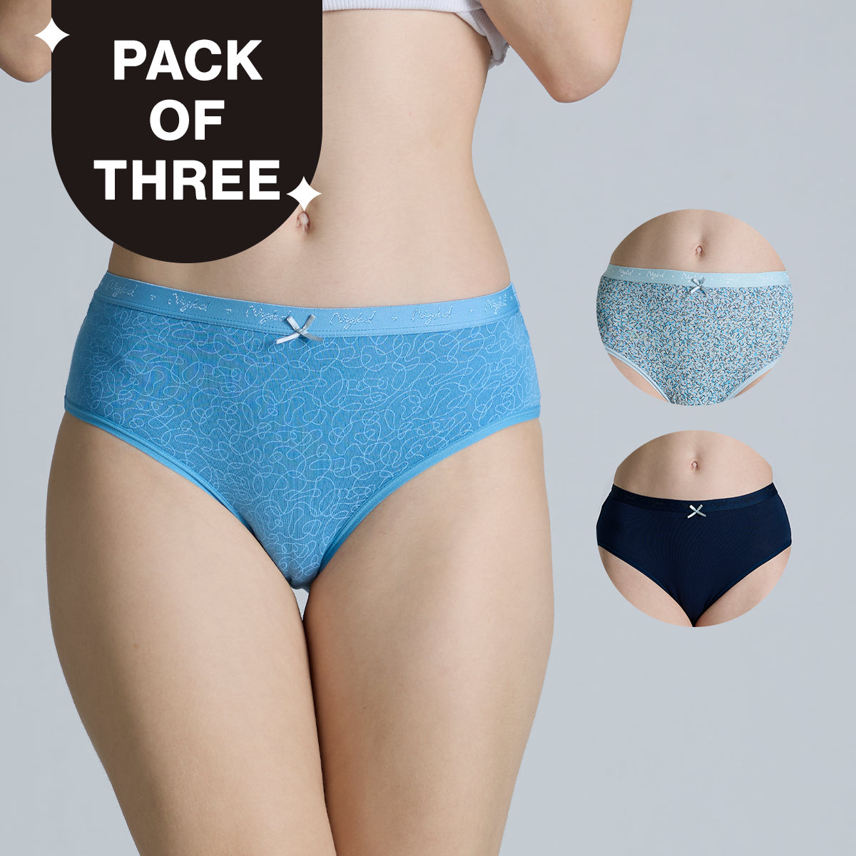 "Nykd by Nykaa Mid Rise Cotton Hipster Panty with Outer Elastic-NYP391-Assortment 17-P03"