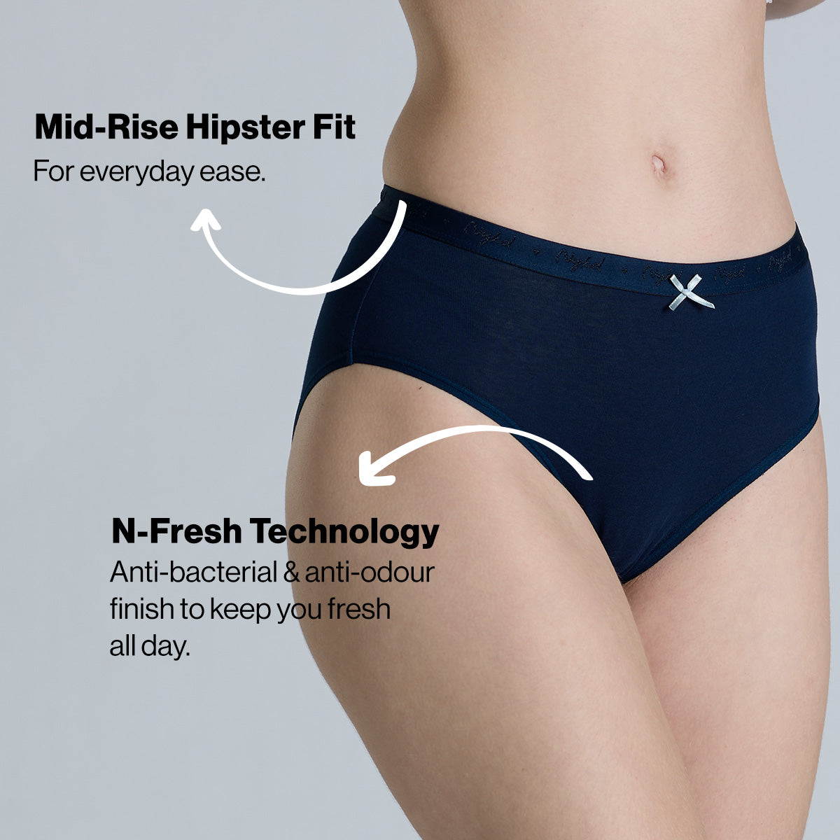 "Nykd by Nykaa Mid Rise Cotton Hipster Panty with Outer Elastic-NYP391-Assortment 17-P03"