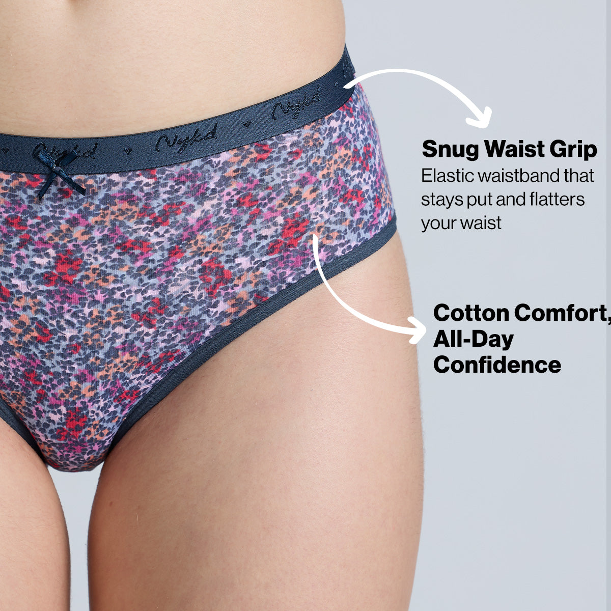 "Nykd by Nykaa Mid Rise Cotton Hipster Panty with Outer Elastic-NYP391-Assortment 18-P03"