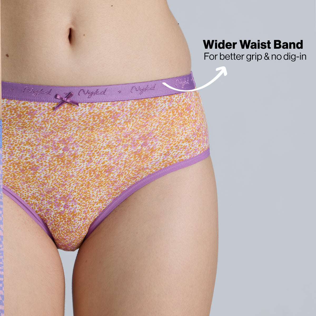 "Nykd by Nykaa Mid Rise Cotton Hipster Panty with Outer Elastic-NYP391-Assortment 19-P03"