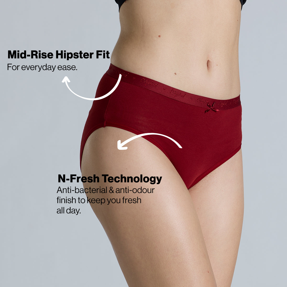 "Nykd by Nykaa Mid Rise Cotton Hipster Panty with Outer Elastic-NYP391-Assortment 19-P03"