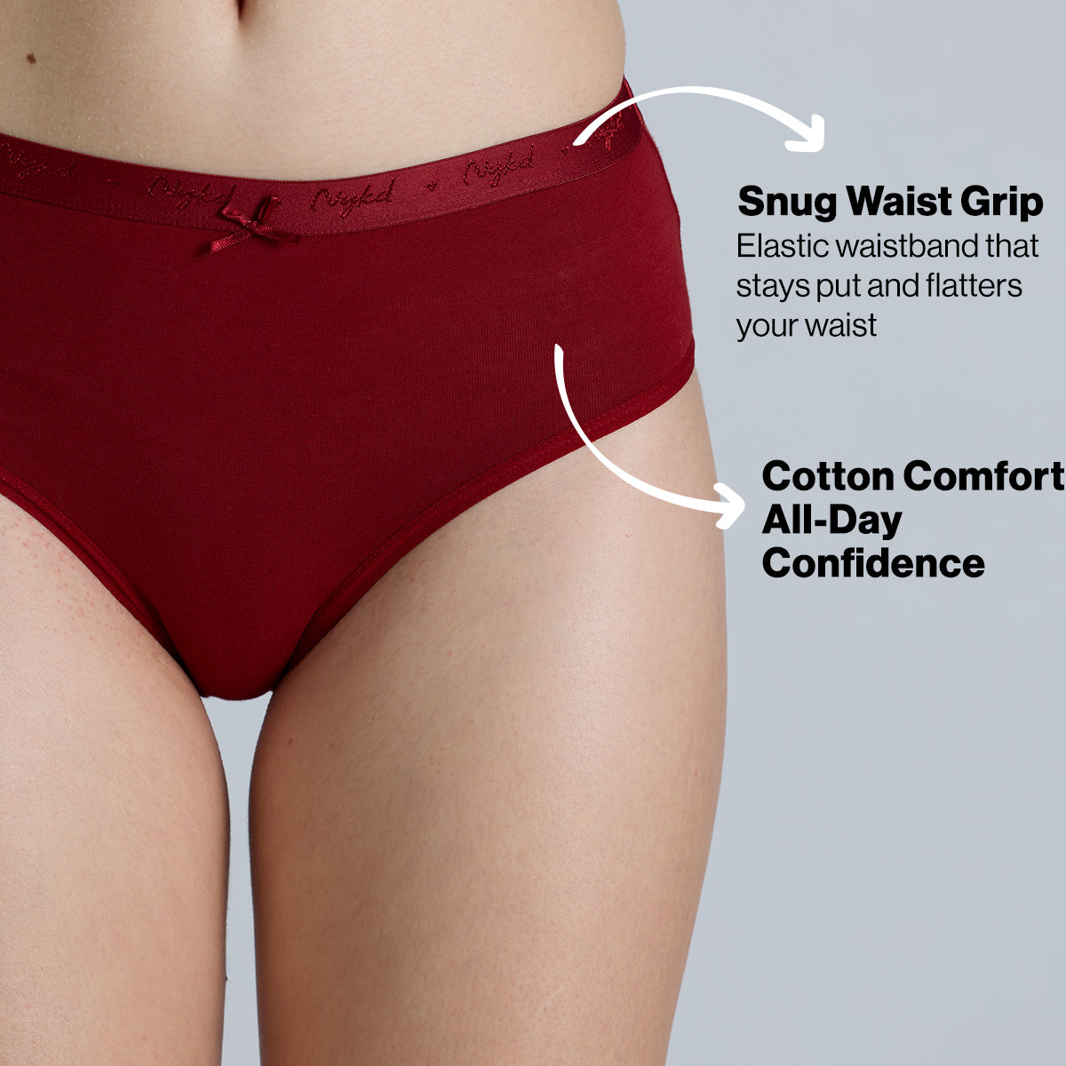 "Nykd by Nykaa Mid Rise Cotton Hipster Panty with Outer Elastic-NYP391-Assortment 19-P03"