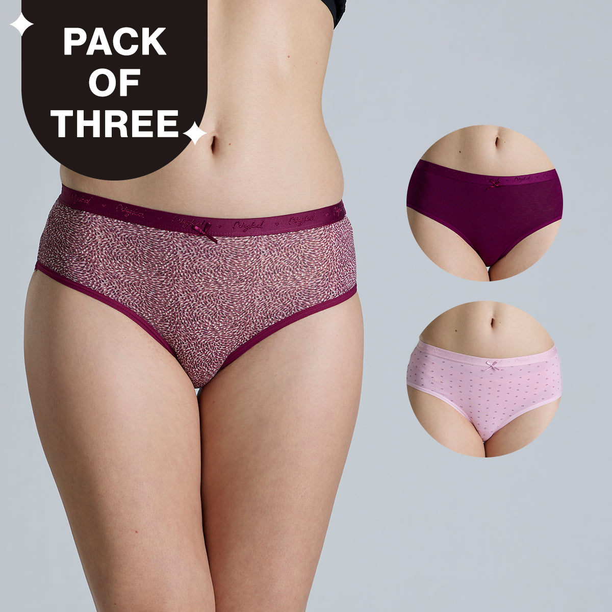 "Nykd by Nykaa Mid Rise Cotton Hipster Panty with Outer Elastic-NYP391-Assortment 20-P03"