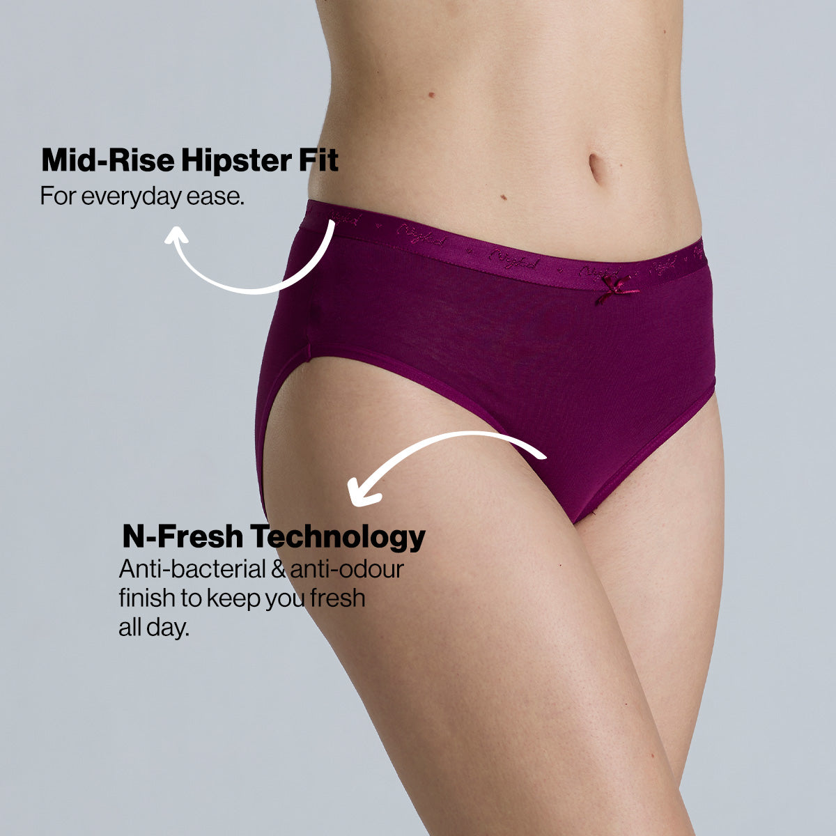 "Nykd by Nykaa Mid Rise Cotton Hipster Panty with Outer Elastic-NYP391-Assortment 20-P03"