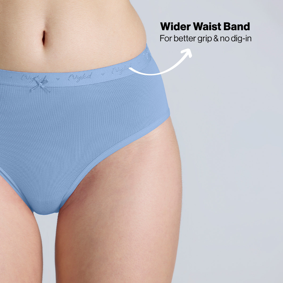 Nykd By Nykaa PO3 Mid Rise Cotton Hipster Panty with Outer Elastic-Jet Black,C.Red,Sky Blue NYP391