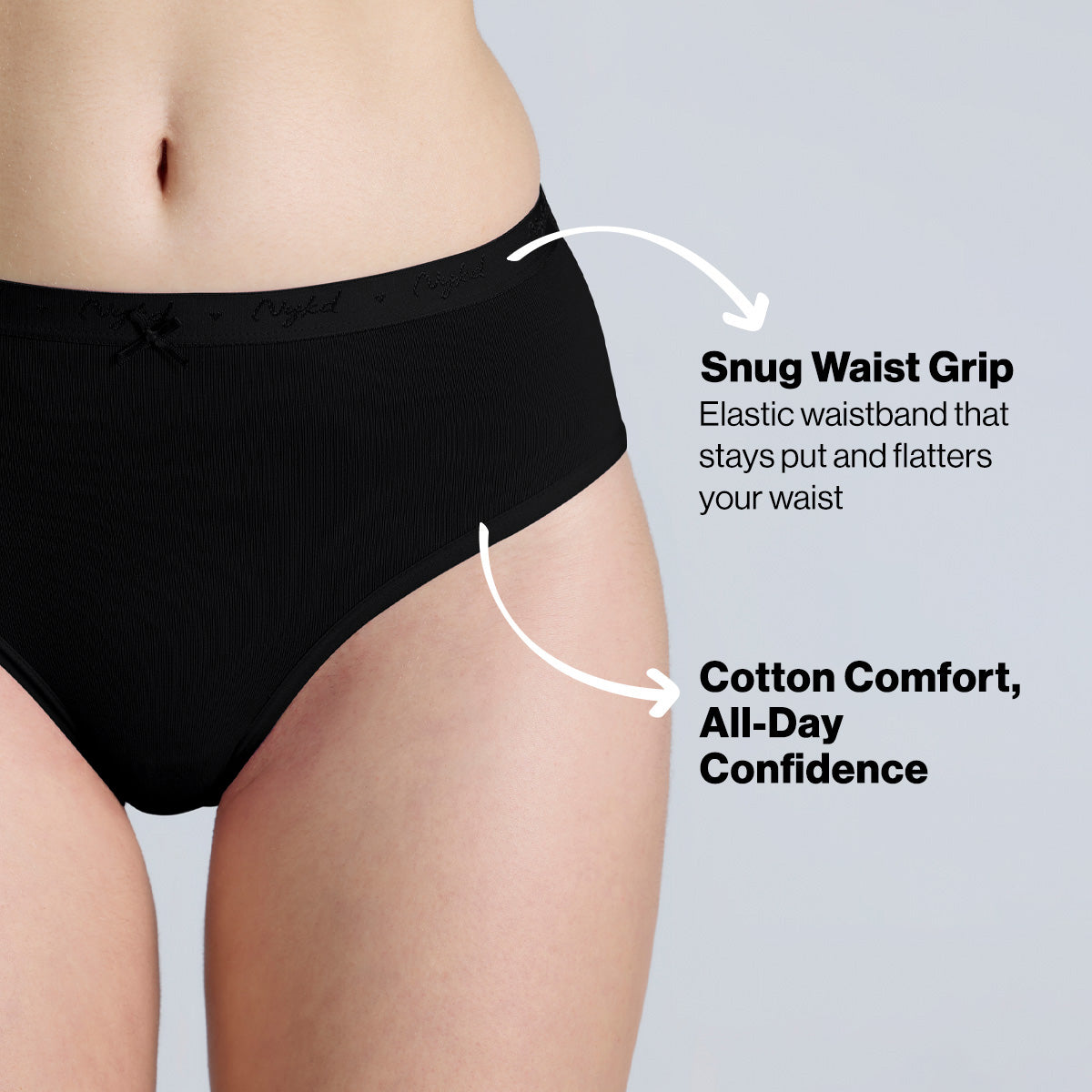 Nykd By Nykaa PO3 Mid Rise Cotton Hipster Panty with Outer Elastic-Jet Black,Maroon,S.Red NYP391