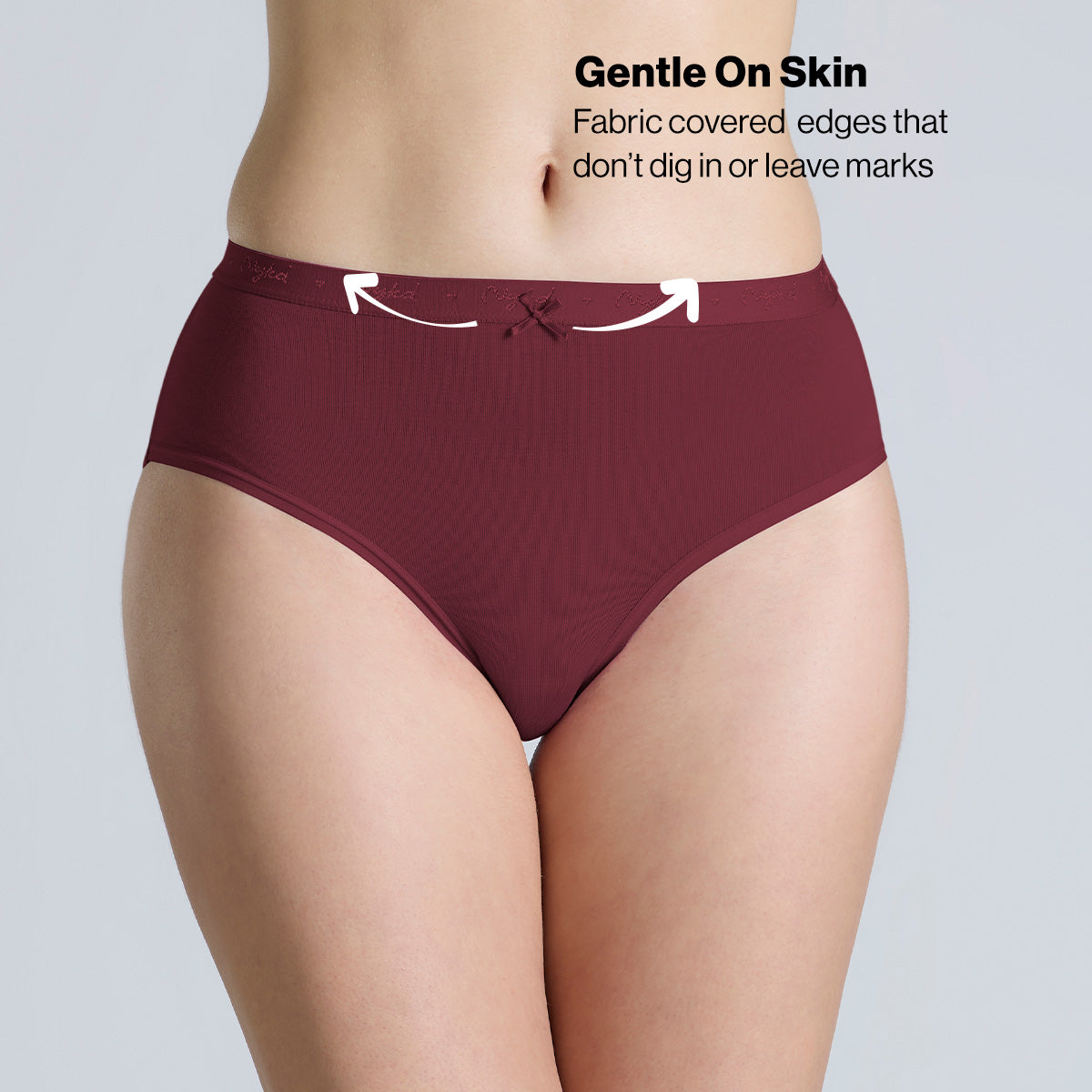 Nykd By Nykaa PO3 Mid Rise Cotton Hipster Panty with Outer Elastic-Jet Black,Maroon,S.Red NYP391