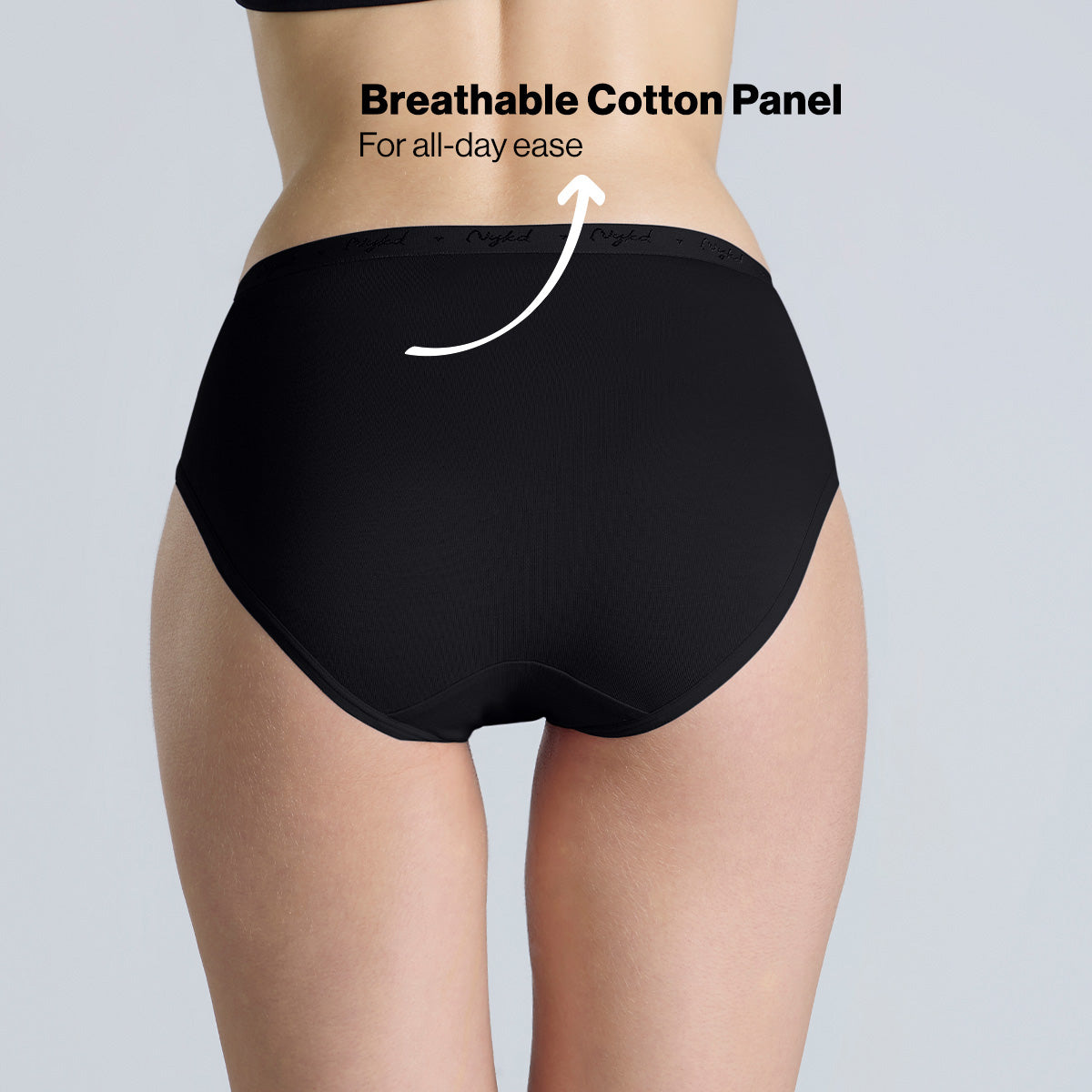 Nykd By Nykaa PO3 Mid Rise Cotton Hipster Panty with Outer Elastic-Jet Black,Taupe,Green NYP391