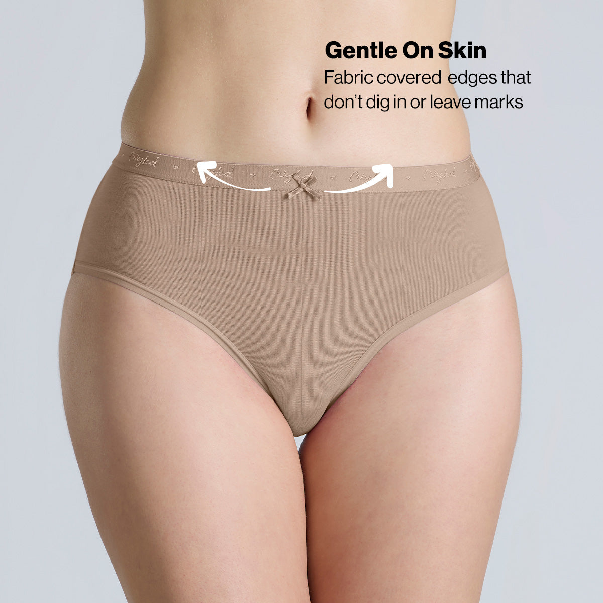 Nykd By Nykaa PO3 Mid Rise Cotton Hipster Panty with Outer Elastic-Jet Black,Taupe,Green NYP391