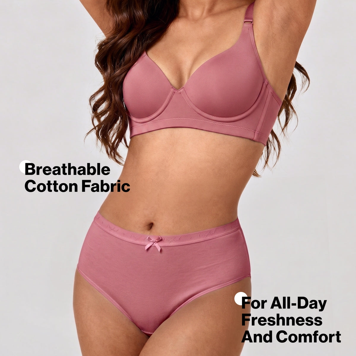 PO3 Mid Rise Cotton Hipster Panty with Outer Elastic- NYP391 Lavender,P Nude,Pink