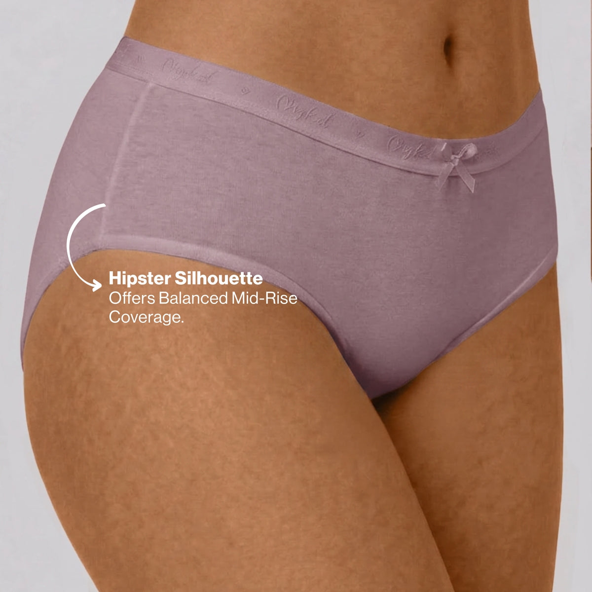 PO3 Mid Rise Cotton Hipster Panty with Outer Elastic- NYP391 Lavender,P Nude,Pink