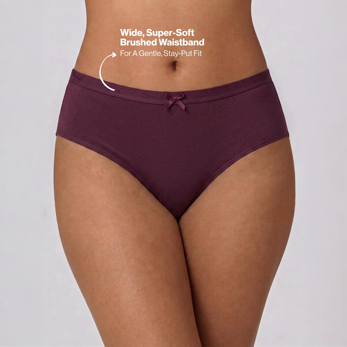PO3 Mid Rise Cotton Hipster Panty with Outer Elastic- NYP391 M Wine,Blush,Dark Skin
