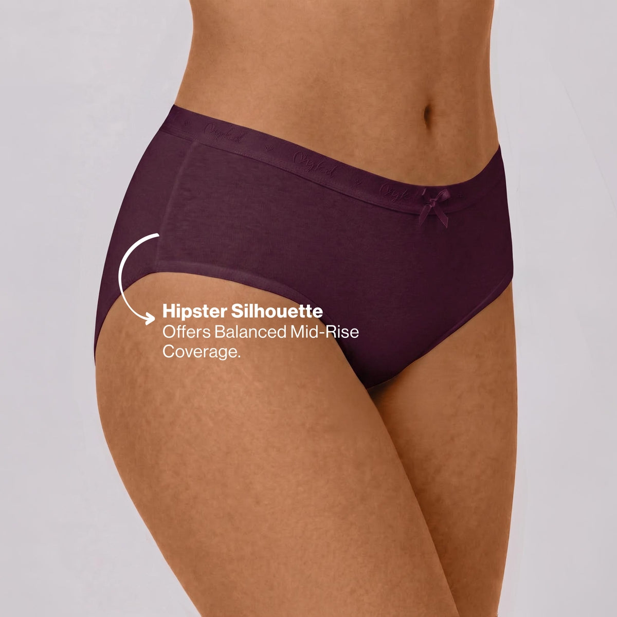PO3 Mid Rise Cotton Hipster Panty with Outer Elastic- NYP391 M Wine,Blush,Dark Skin