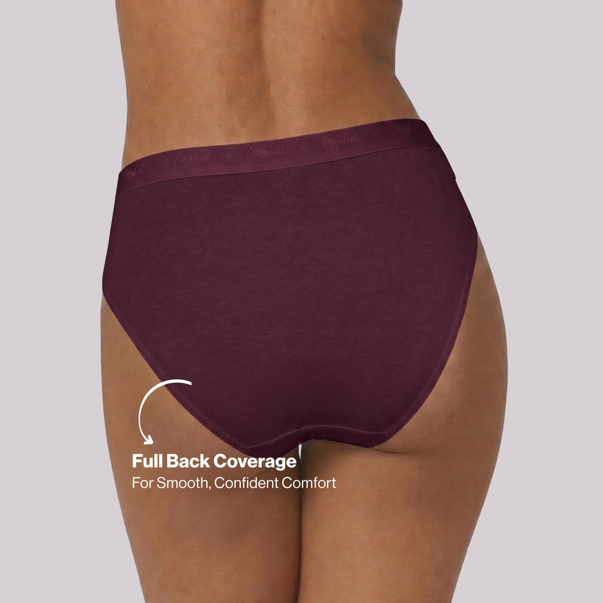 PO3 Mid Rise Cotton Hipster Panty with Outer Elastic- NYP391 M Wine,Blush,Dark Skin