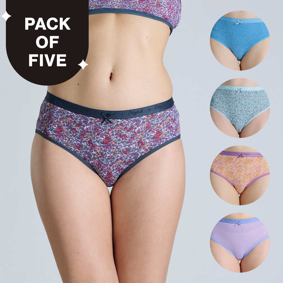 Nykd By Nykaa Mid Rise Hipster Panty with Outer Elastic-NYP391-prints may vary