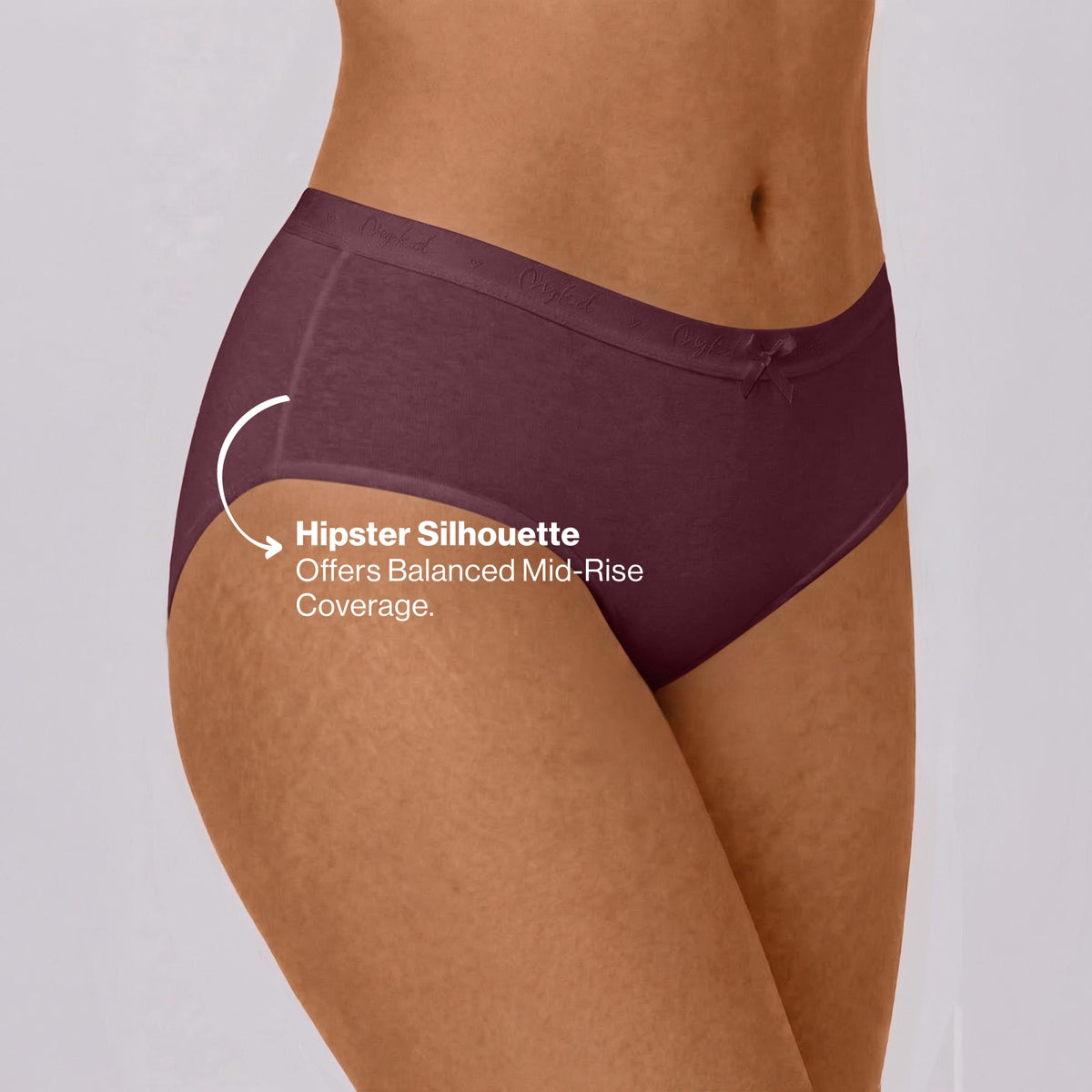 PO3 Mid Rise Cotton Hipster Panty with Outer Elastic- NYP391 Wine,Brown, Dk. Skin