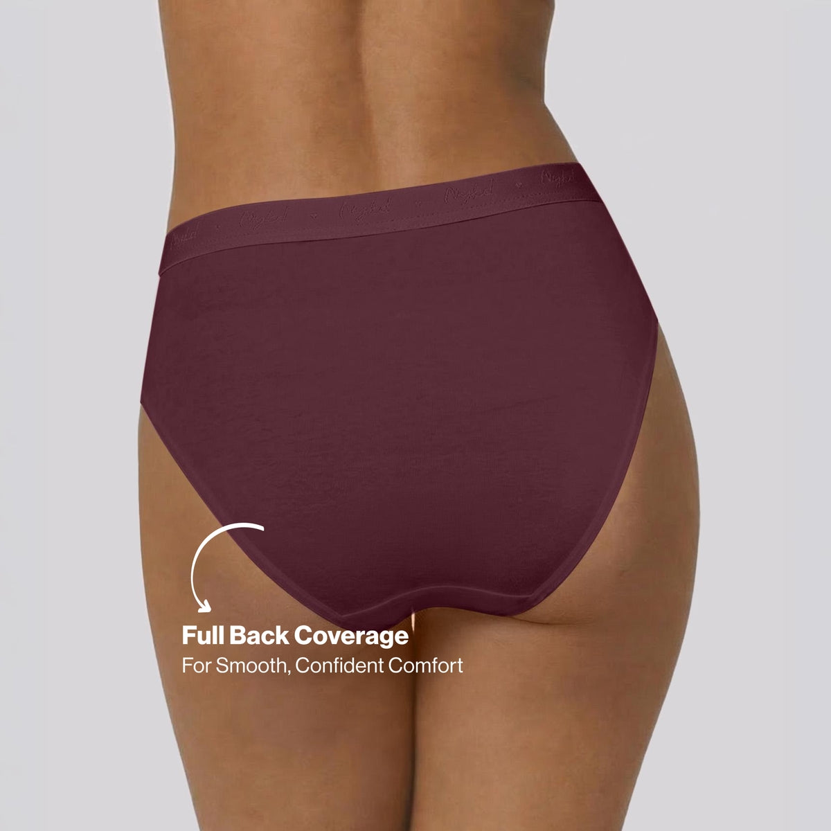 PO3 Mid Rise Cotton Hipster Panty with Outer Elastic- NYP391 Wine,Brown, Dk. Skin