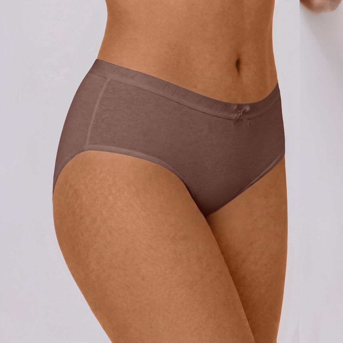 PO3 Mid Rise Cotton Hipster Panty with Outer Elastic- NYP391 Wine,Brown, Dk. Skin