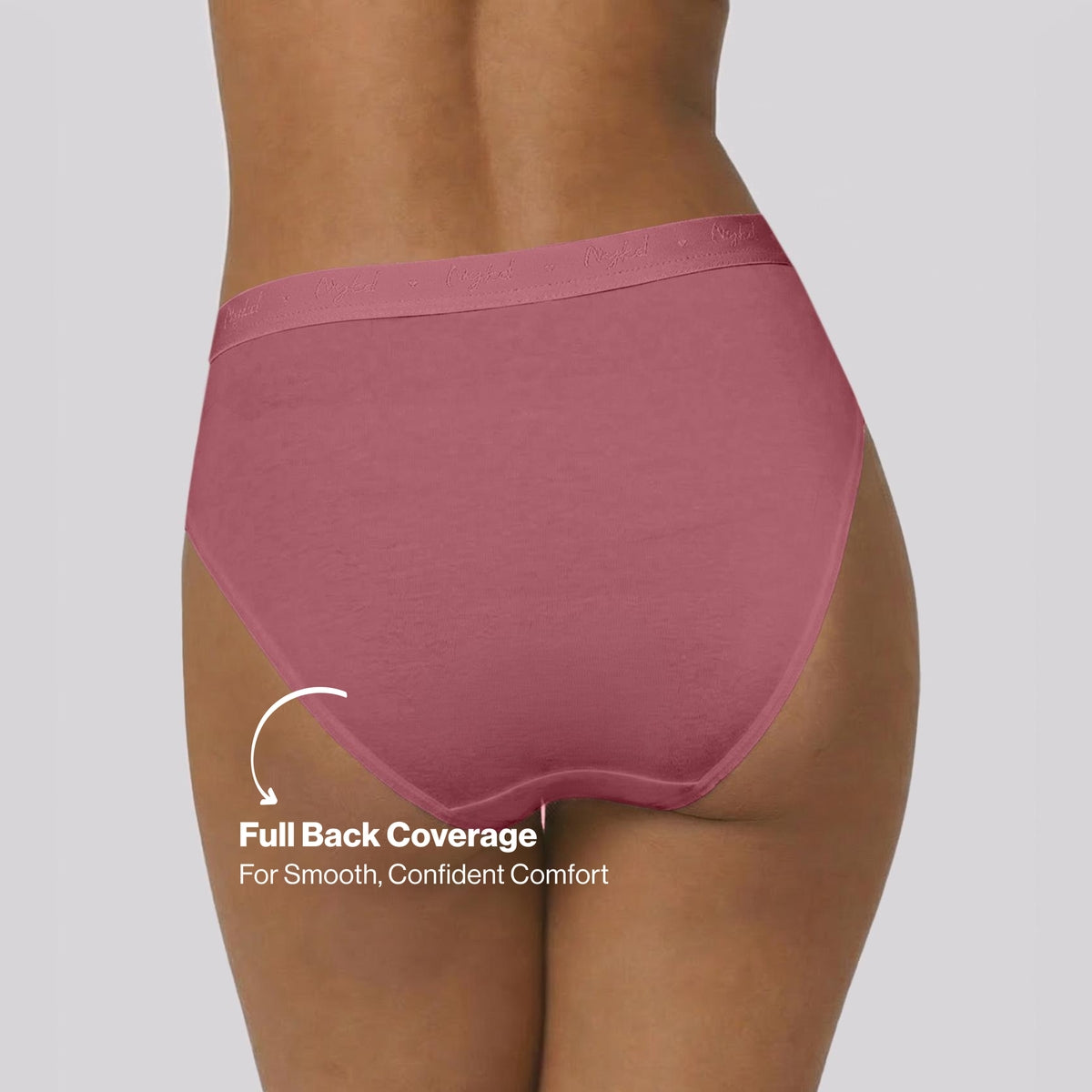 PO3 Mid Rise Cotton Hipster Panty with Outer Elastic- NYP391 W Mauve,B Pink,L Rust
