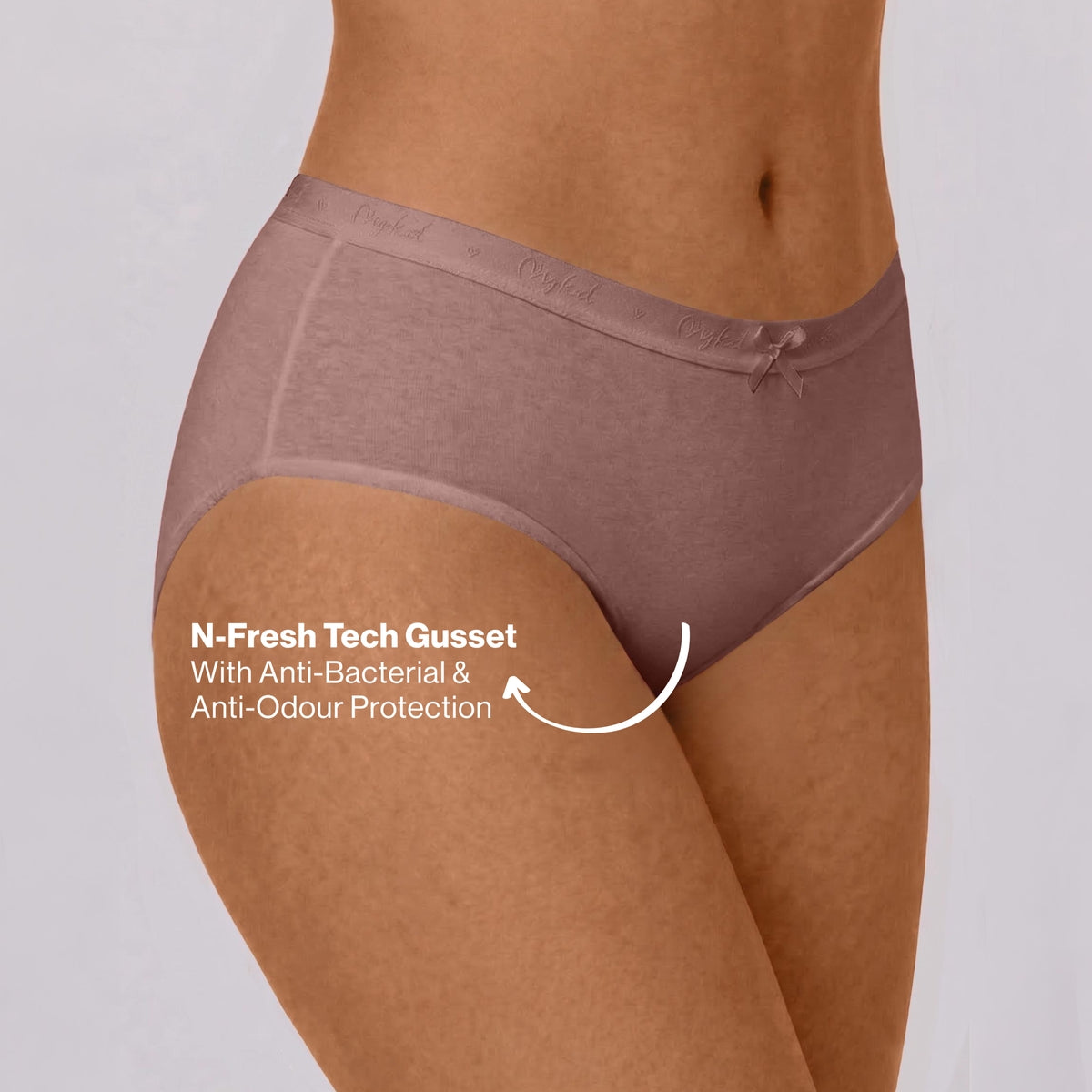 PO3 Mid Rise Cotton Hipster Panty with Outer Elastic- NYP391 W Mauve,B Pink,L Rust