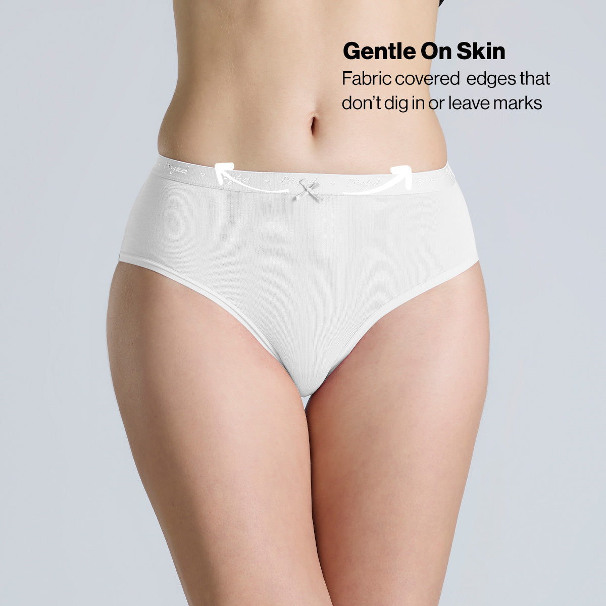 Nykd By Nykaa PO3 Mid Rise Cotton Hipster Panty with Outer Elastic-White,Nude,P.Pink NYP391