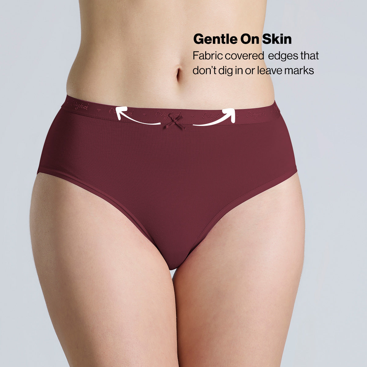 Nykd By Nykaa PO3 Mid Rise Cotton Hipster Panty with Outer Elastic-Wine,Wedge.W,Grey NYP391