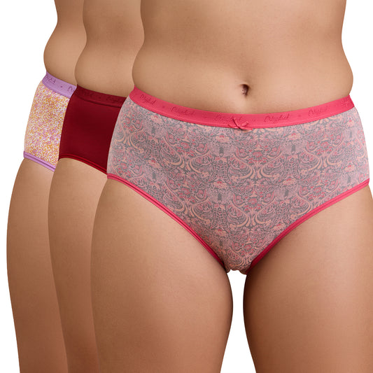 High Rise Cotton Full Brief Panty with Outer Elastic-NYP392- Multicolor-P03-Colors & Print May Vary