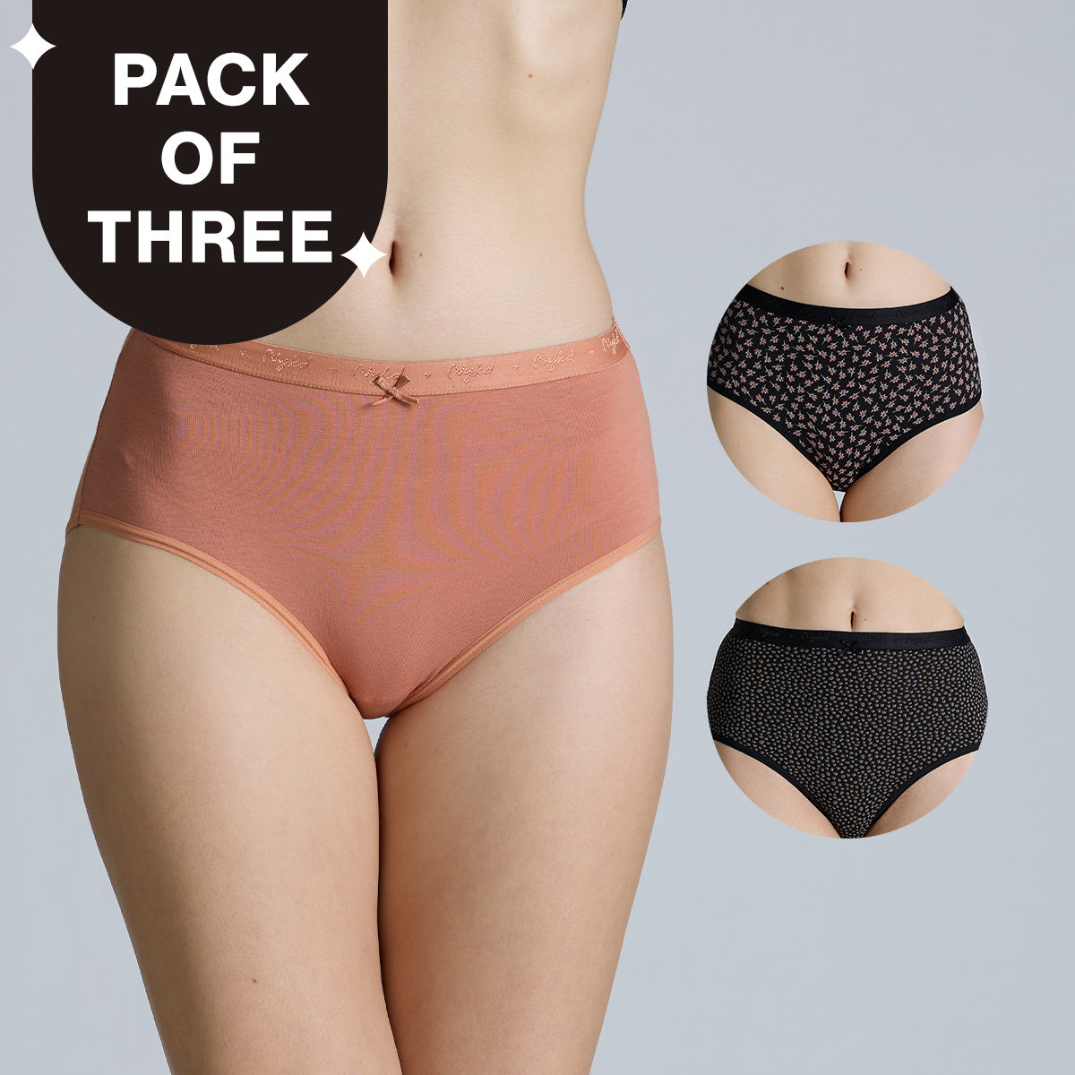 "Nykd by Nykaa High Rise Cotton Full Brief Panty with Outer Elastic-NYP392-Assortment 16-P03"