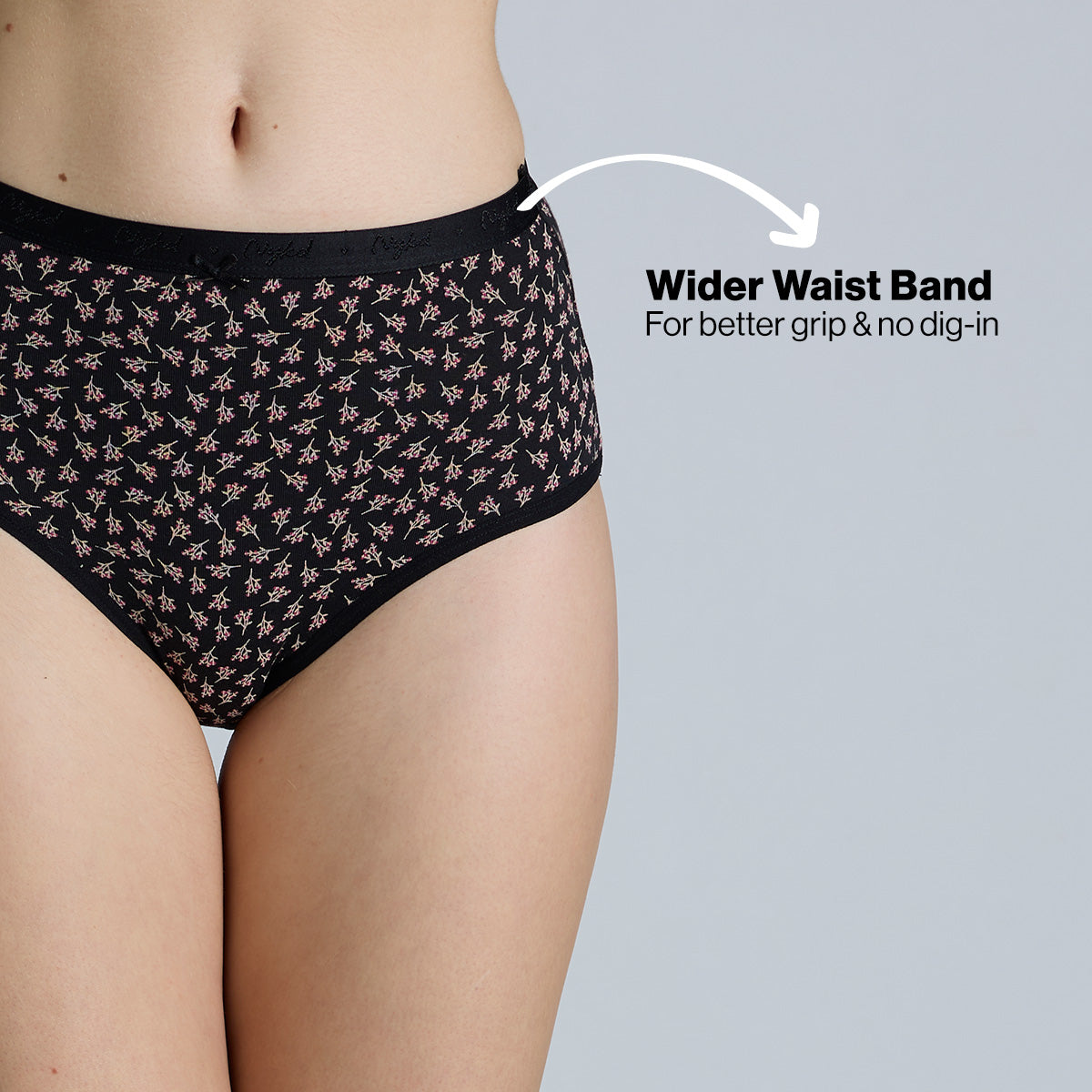 "Nykd by Nykaa High Rise Cotton Full Brief Panty with Outer Elastic-NYP392-Assortment 16-P03"