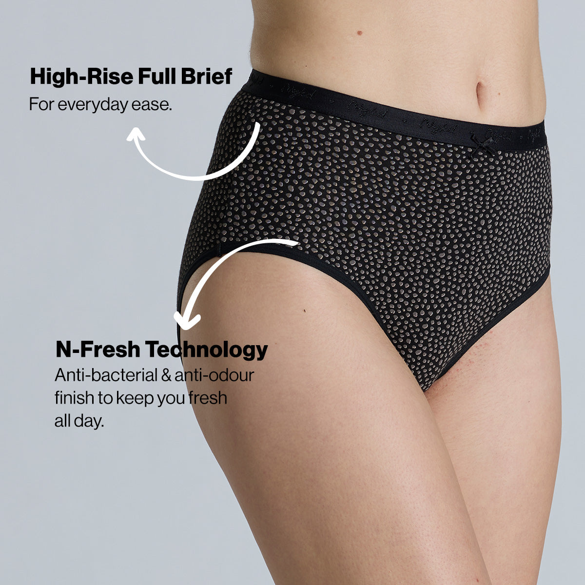 "Nykd by Nykaa High Rise Cotton Full Brief Panty with Outer Elastic-NYP392-Assortment 16-P03"