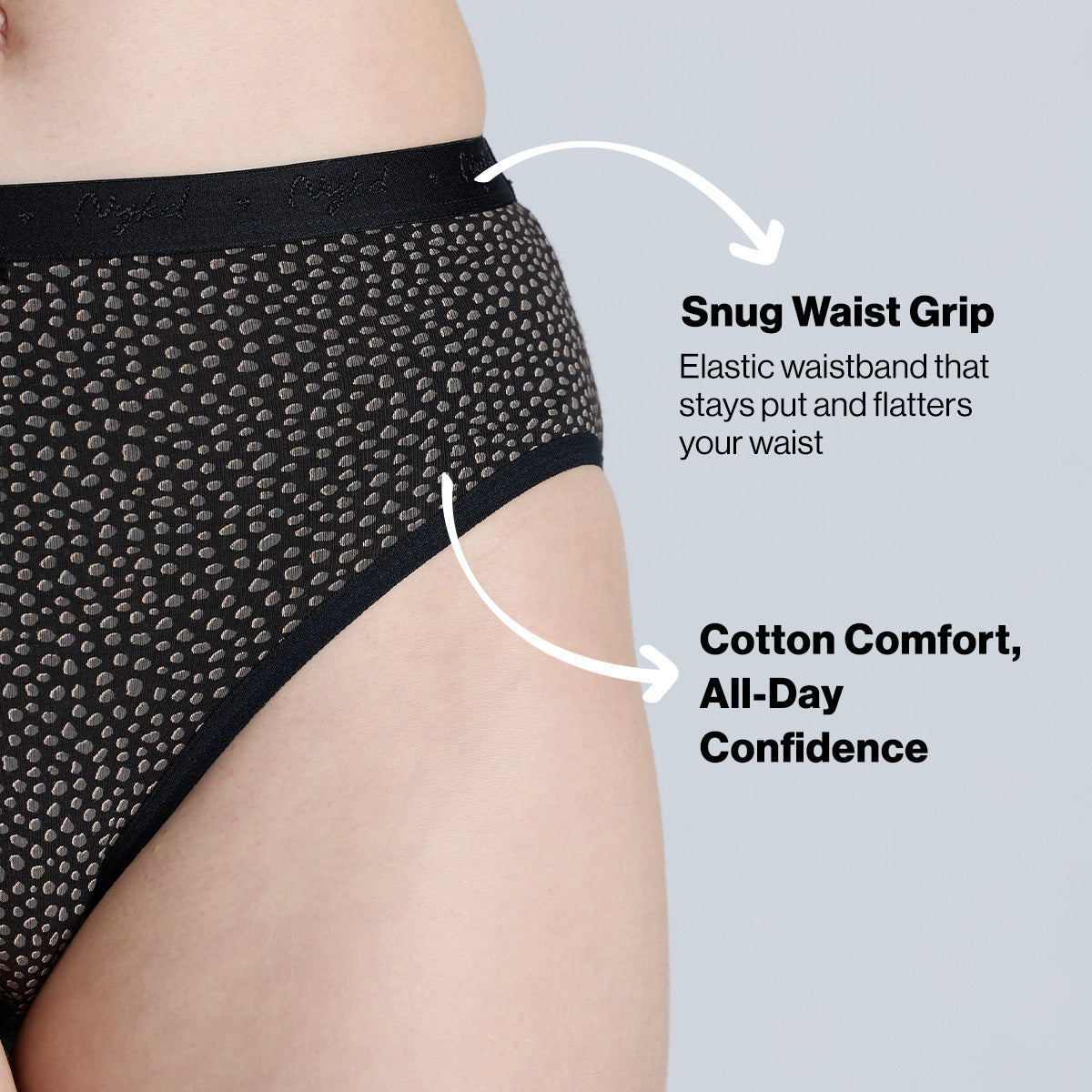 "Nykd by Nykaa High Rise Cotton Full Brief Panty with Outer Elastic-NYP392-Assortment 16-P03"