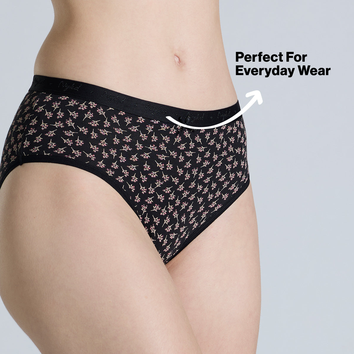 "Nykd by Nykaa High Rise Cotton Full Brief Panty with Outer Elastic-NYP392-Assortment 16-P03"