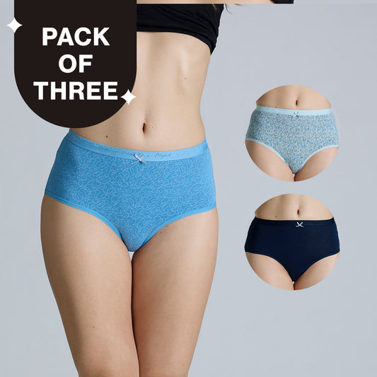 "Nykd by Nykaa High Rise Cotton Full Brief Panty with Outer Elastic-NYP392-Assortment 17-P03"