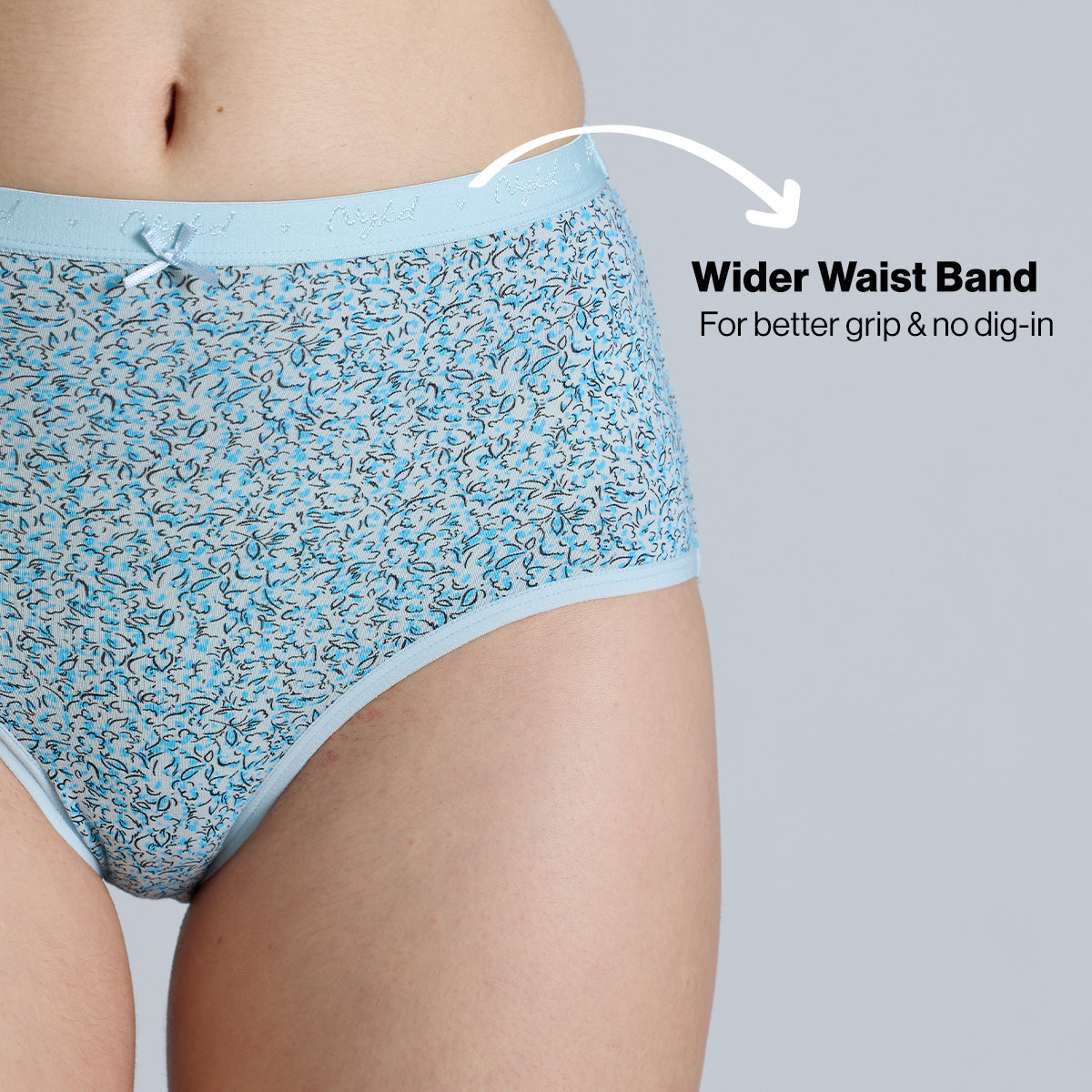 "Nykd by Nykaa High Rise Cotton Full Brief Panty with Outer Elastic-NYP392-Assortment 17-P03"