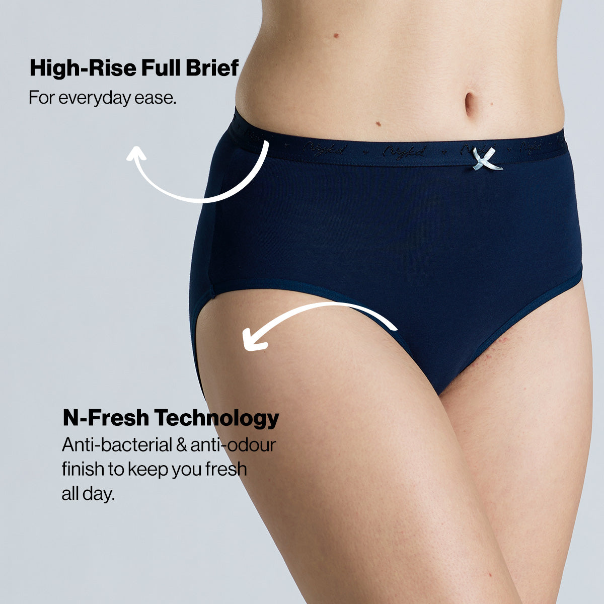 "Nykd by Nykaa High Rise Cotton Full Brief Panty with Outer Elastic-NYP392-Assortment 17-P03"