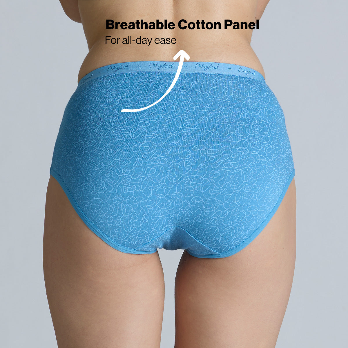 "Nykd by Nykaa High Rise Cotton Full Brief Panty with Outer Elastic-NYP392-Assortment 17-P03"