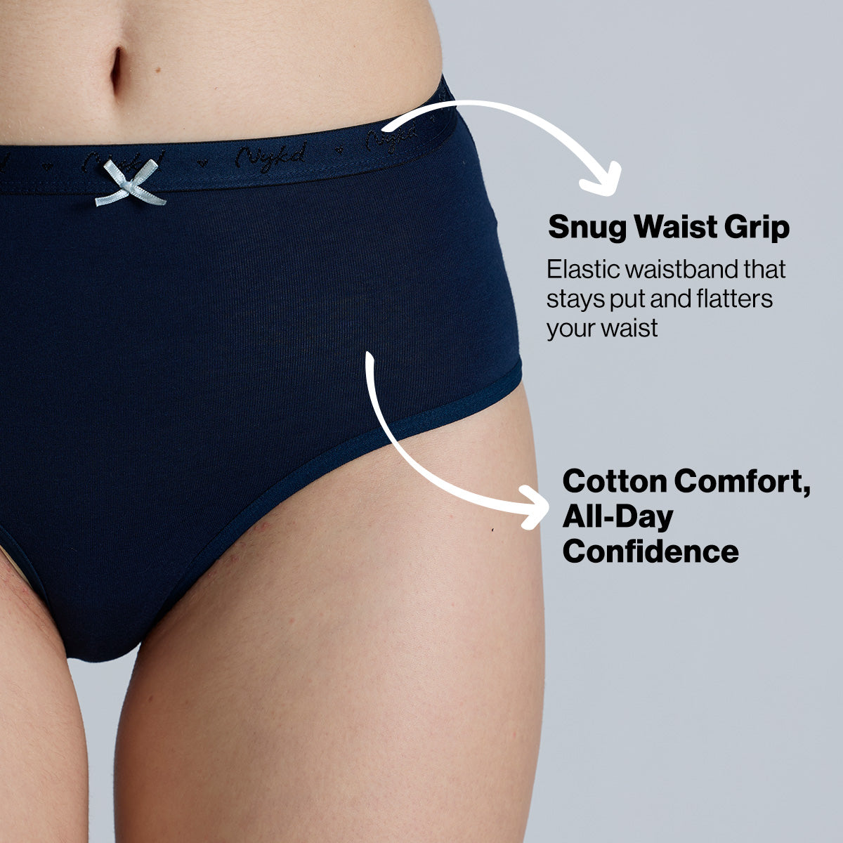 "Nykd by Nykaa High Rise Cotton Full Brief Panty with Outer Elastic-NYP392-Assortment 17-P03"