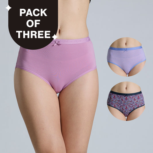 "Nykd by Nykaa High Rise Cotton Full Brief Panty with Outer Elastic-NYP392-Assortment 18-P03"