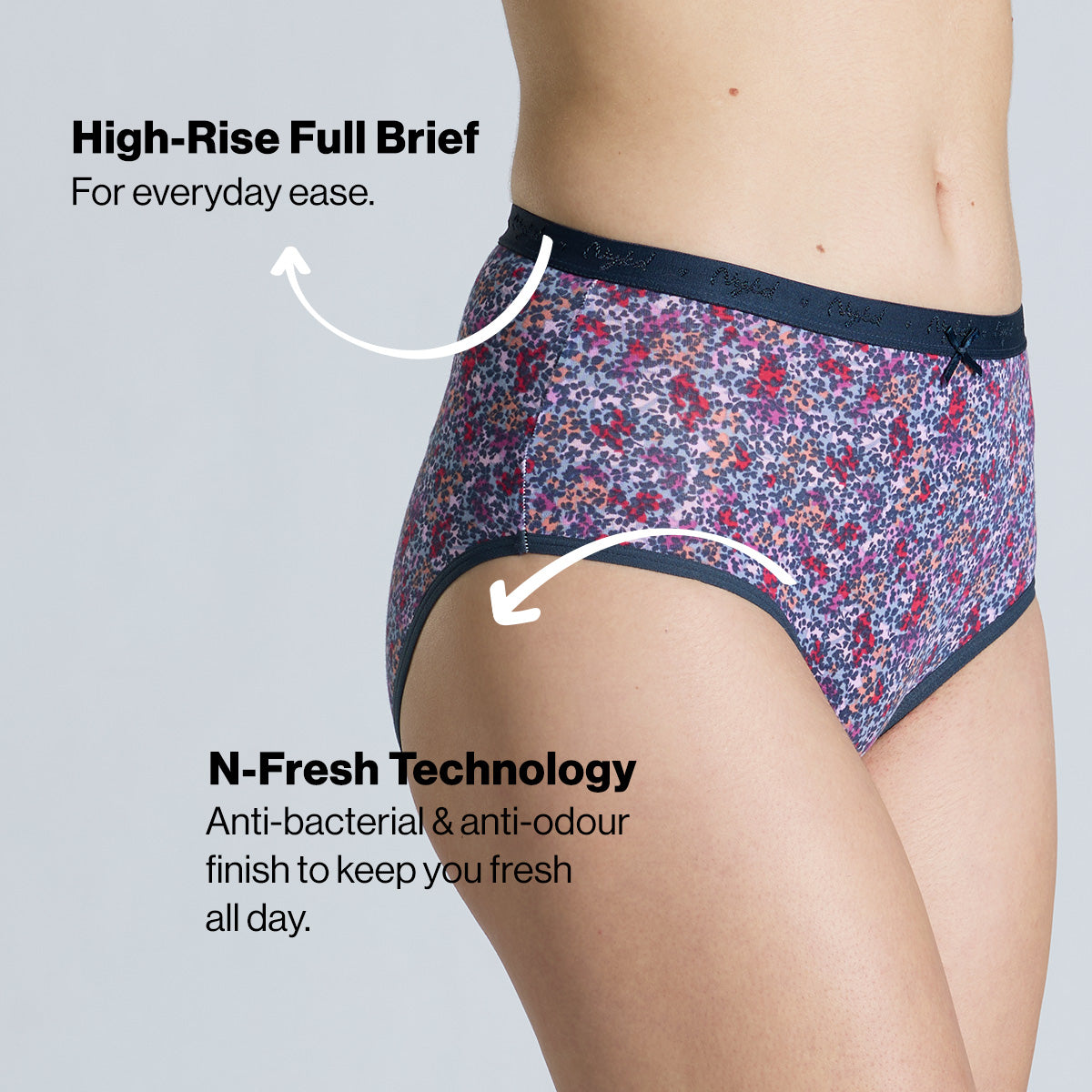 "Nykd by Nykaa High Rise Cotton Full Brief Panty with Outer Elastic-NYP392-Assortment 18-P03"