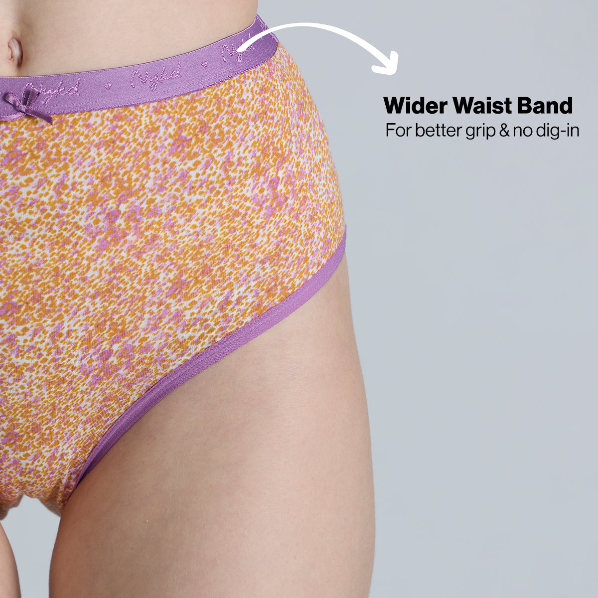 "Nykd by Nykaa High Rise Cotton Full Brief Panty with Outer Elastic-NYP392-Assortment 19-P03"