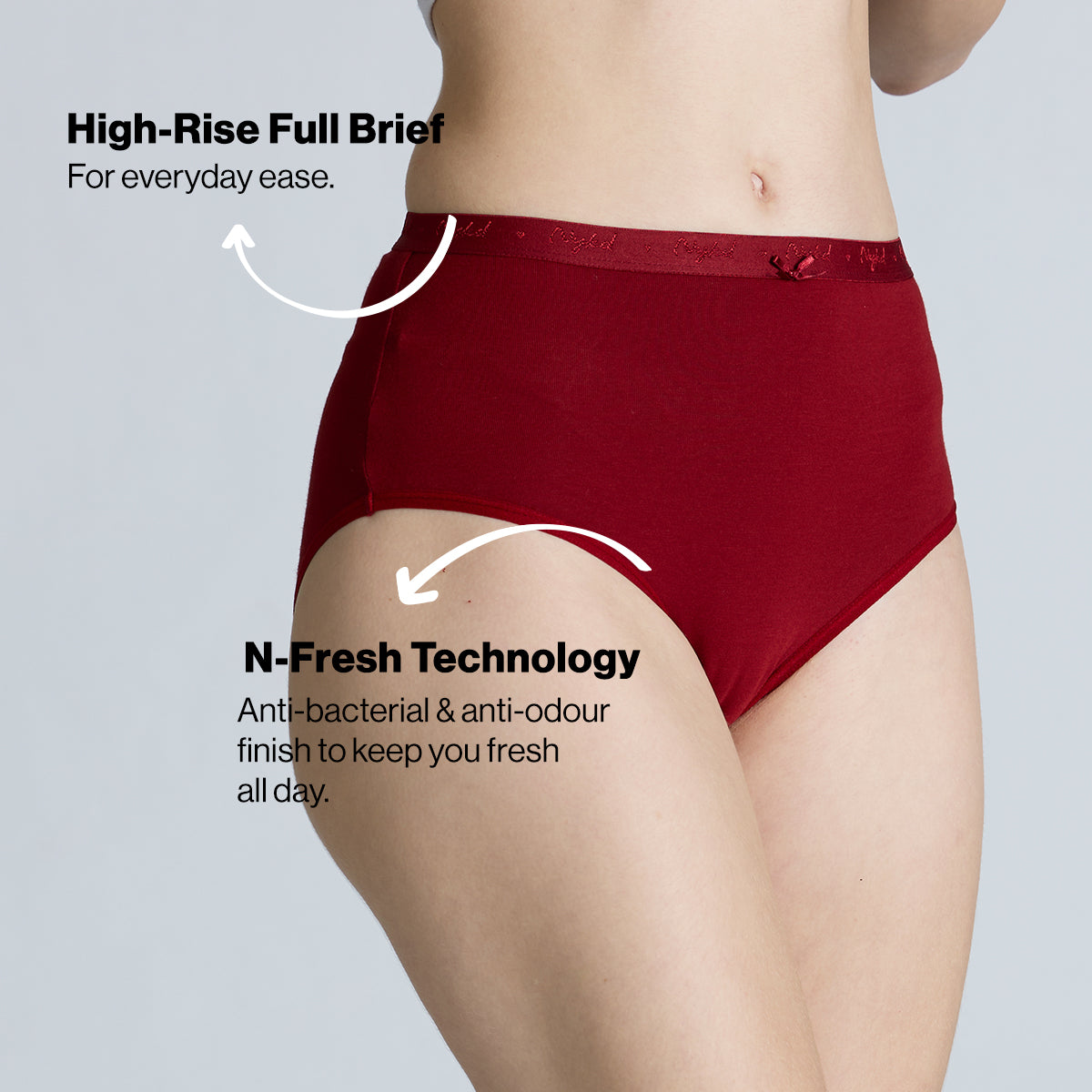 "Nykd by Nykaa High Rise Cotton Full Brief Panty with Outer Elastic-NYP392-Assortment 19-P03"