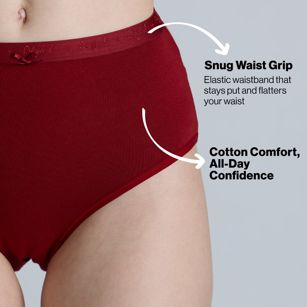 "Nykd by Nykaa High Rise Cotton Full Brief Panty with Outer Elastic-NYP392-Assortment 19-P03"