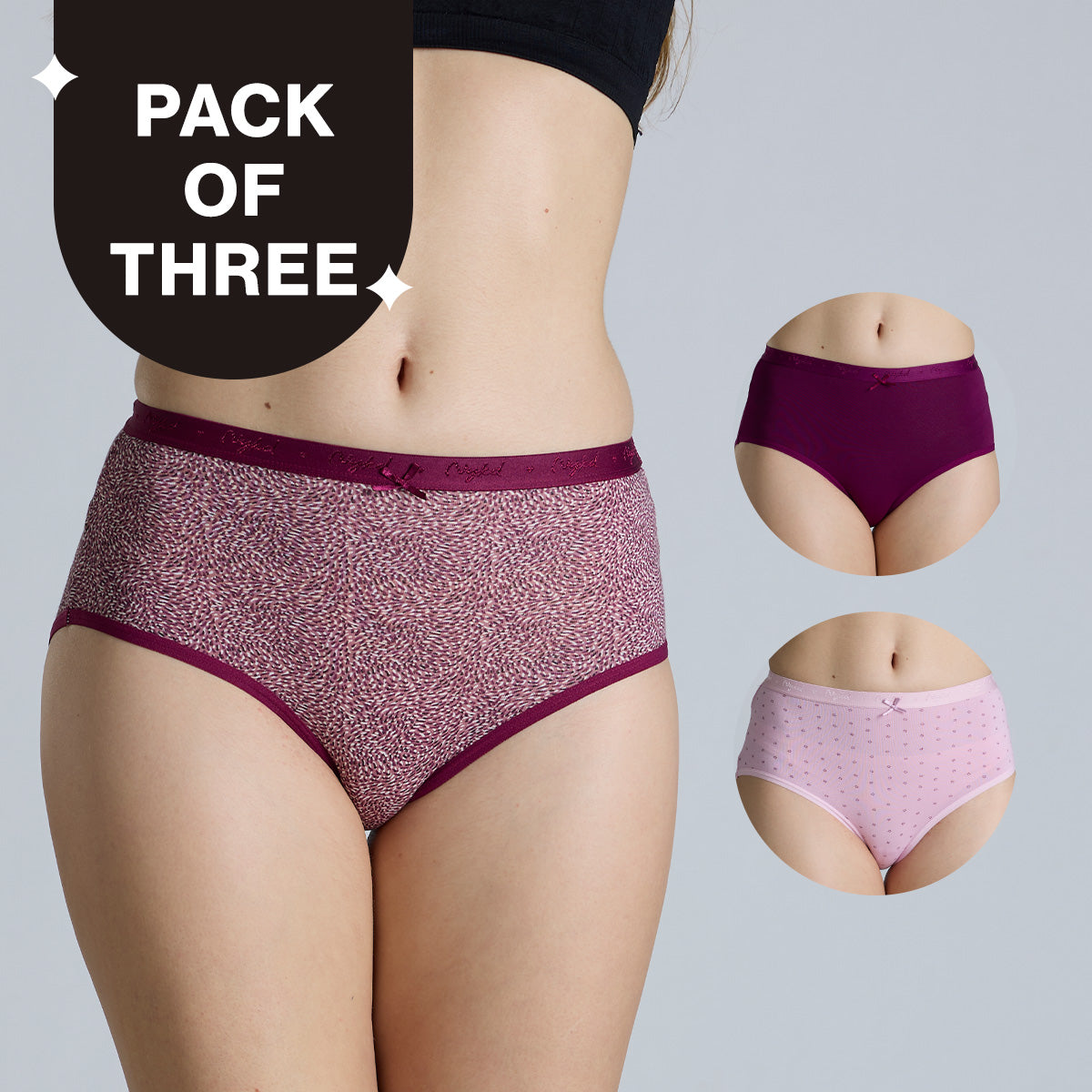 "Nykd by Nykaa High Rise Cotton Full Brief Panty with Outer Elastic-NYP392-Assortment 20-P03"