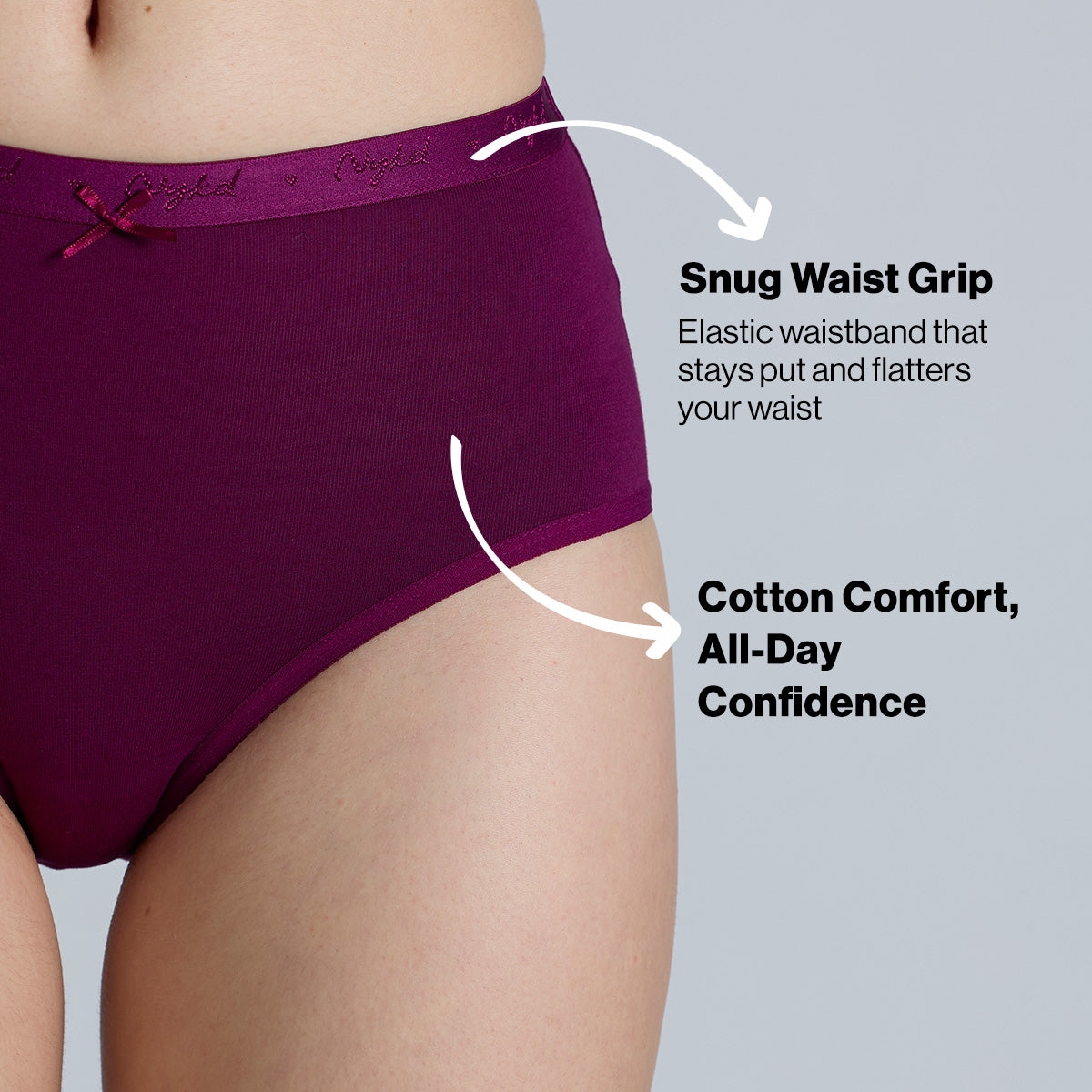 "Nykd by Nykaa High Rise Cotton Full Brief Panty with Outer Elastic-NYP392-Assortment 20-P03"