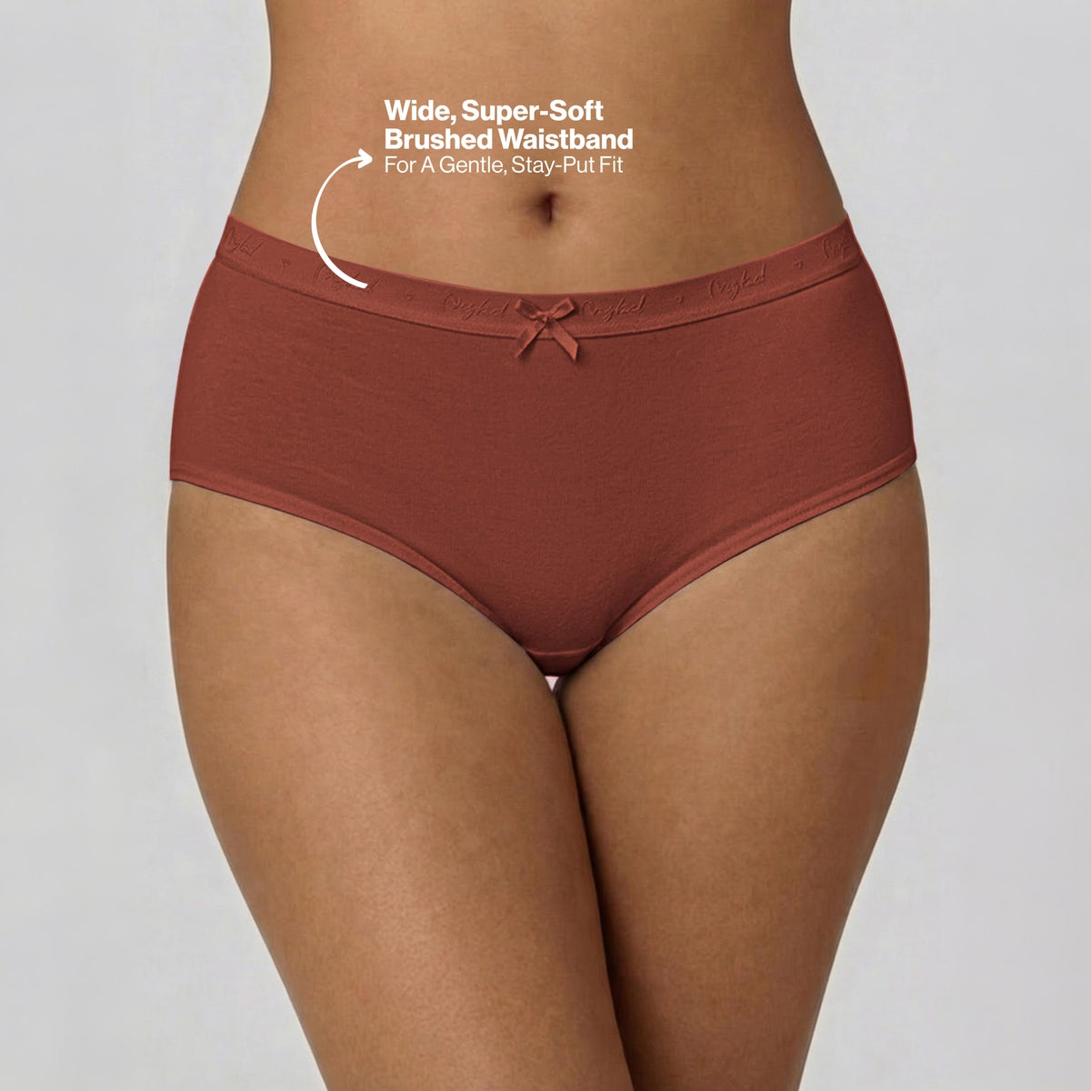 PO3 Mid Rise Cotton Full Brief Panty with Outer Elastic-NYP392 B Maroon,T Plum,Jet Black