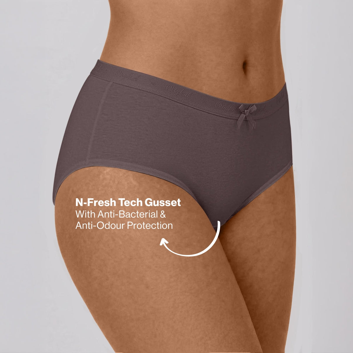PO3 Mid Rise Cotton Full Brief Panty with Outer Elastic-NYP392 B Maroon,T Plum,Jet Black